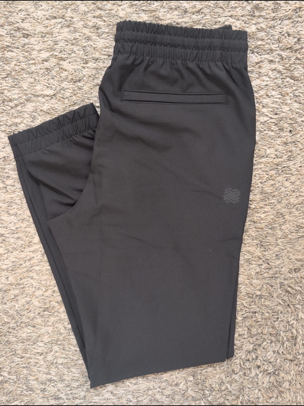 FLX Mens Cargo Active Casual Hybrid Drawstring Pants Black Small Elastic Waist